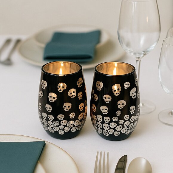 Other - 2 Black Tumblers with Skull Design